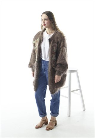 OVERSIZED BEIGE CARDIGAN / FUZZY ANGORA VEST