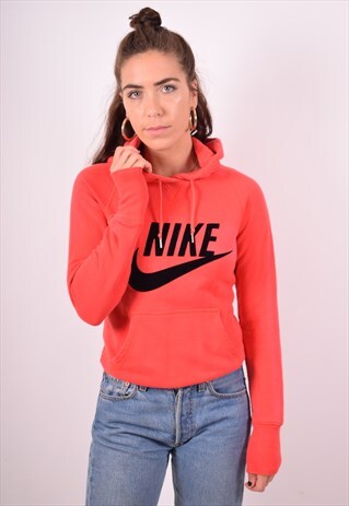 NIKE WOMENS VINTAGE HOODIE JUMPER XS RED 90S