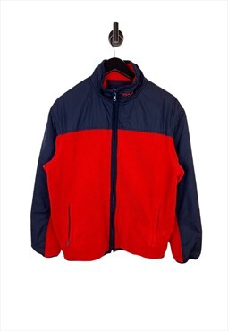 Men's Polo Golf Feece Jacket In Blue Red Size Large
