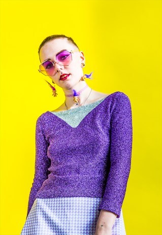 UP-CYCLED PURPLE/SILVER CHEERLEADER GLITTER TOP