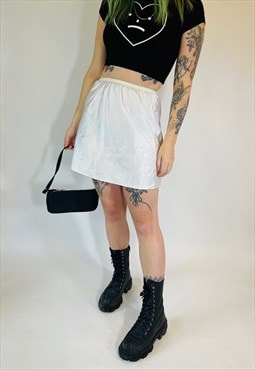 Vintage 90s 00s Y2K Satin White Mini Slip Party Spring Skirt