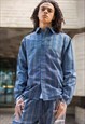 Blue Retro Striped Premium Wool Fabric shirt jacket