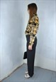 VINTAGE Y2K SOFT ABSTRACT FITTING BLOUSE SHIRT IN GOLD BLACK