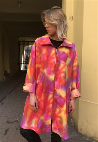 VINTAGE 90' UNIQUE COOL RAINBOW CORA PARKA COAT