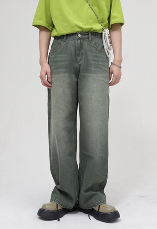 KALODIS STRAIGHT LEG DISTRESSED GREEN JEANS