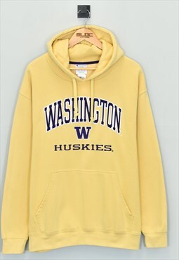 Vintage Champion Washington Huskies Hooded Sweatshirt Yellow