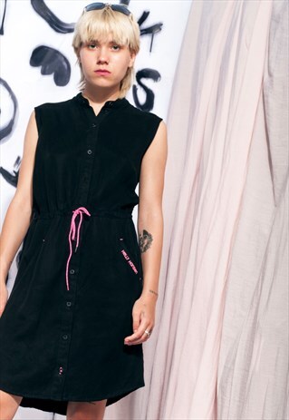 VINTAGE HELLY HANSEN DRESS Y2K BLACK SHIRT DRESS
