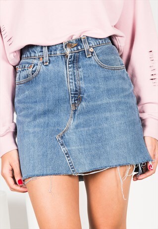 VINTAGE 80S LEVI'S HIGH WAISTED DENIM SKIRT / 0039 / 403