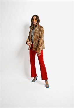Vintage Y2K leopard print jacket in brown 2000s style blazer