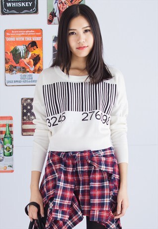 BAR-CODE CROPPED KNIT