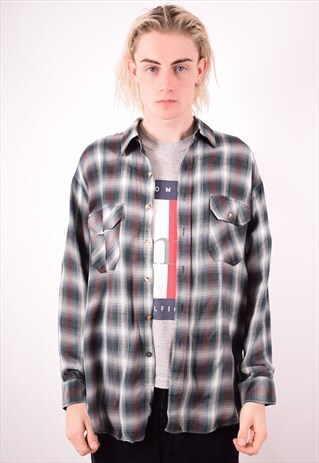 MENS VINTAGE SHIRT LARGE MULTI CHECK 90S