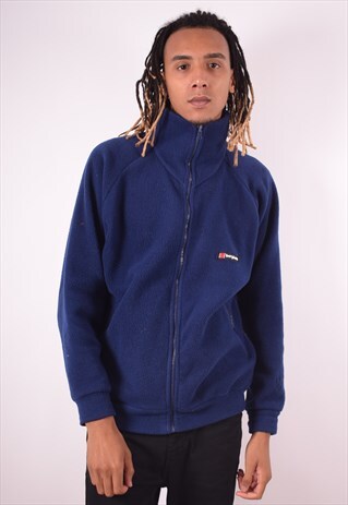 BERGHAUS MENS VINTAGE FLEECE JACKET XL BLUE 90S
