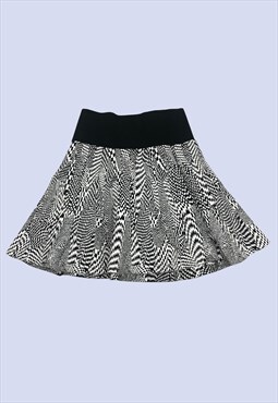 Black White Check Cotton Monochrome Summer Mini Skirt