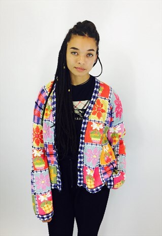 GORGEOUS FLORAL BOHO KNITTED CARDIGAN