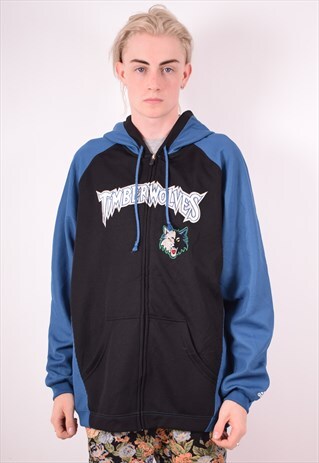 ADIDAS MENS VINTAGE HOODIE JACKET LARGE BLUE 90S