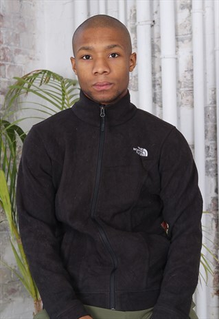 VINTAGE THE NORTH FACE CHEST LOGO FULL ZIP FLEECE BLACK