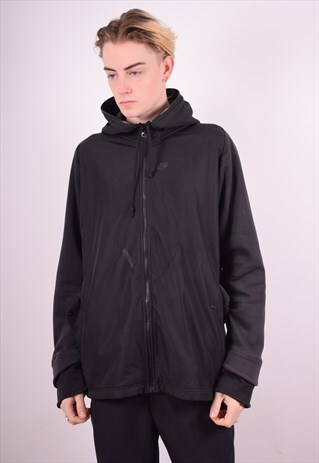 NIKE MENS VINTAGE HOODIE JACKET LARGE BLACK 90S