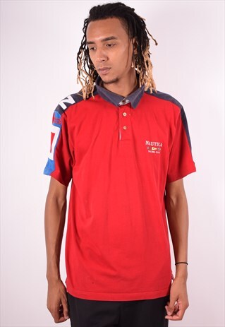 NAUTICA MENS VINTAGE POLO SHIRT XL RED 90S