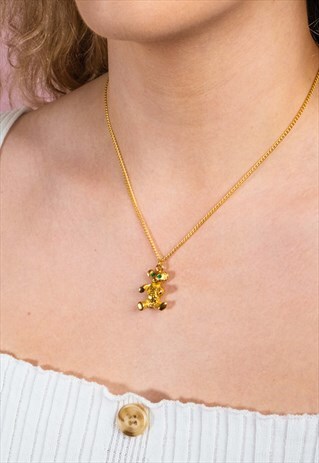 GOLD PLATED TEDDY BEAR NECKLACE