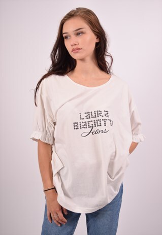 VINTAGE LAURA BIAGIOTTI T-SHIRT TOP WHITE