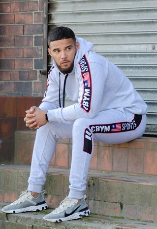 FULL GREY TRACKSUIT WITH CBYM TAPPER TO THE SIDE