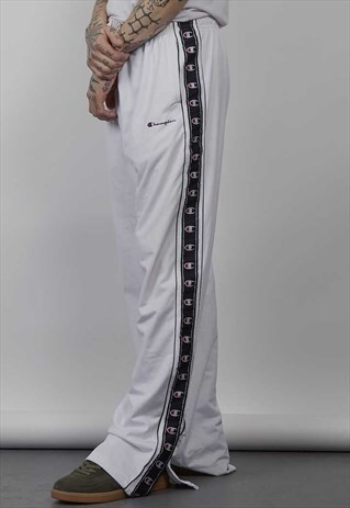 VINTAGE 80S CHAMPION TAPE LOGO WHITE JOGGERS