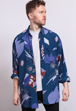 VINTAGE ABSTRACT PATTERNED SHIRT 90'S