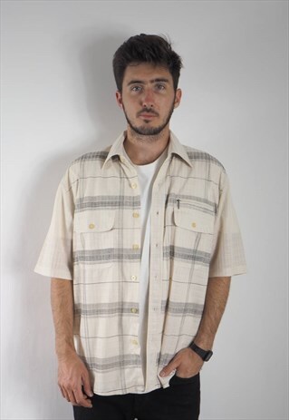 VINTAGE CREAM GREY CHECKED SHIRT