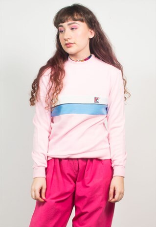 VINTAGE 90'S BABY PINK STRIPED SWEATSHIRT
