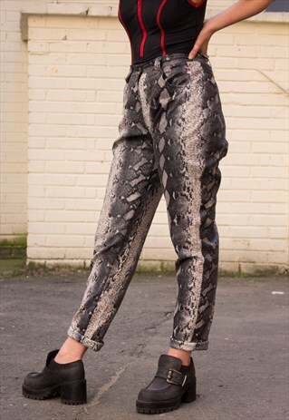VINTAGE 80S SNAKE SKIN PATTERNED PANTS