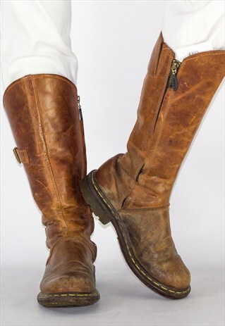 VINTAGE 90'S LEATHER KNEE HIGH DR MARTEN BOOTS