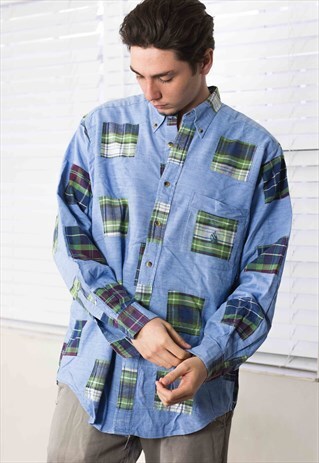 VINTAGE NAUTICA SHIRT LOGO 90S L 15.8