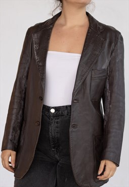 Vintage  Leather Jacket Blazer in Black M