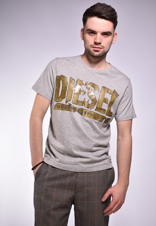 DIESEL GREY MARL LOGO T-SHIRT