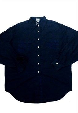 Iceberg embroidery Shirt Vintage Long Sleeve Navy Preppy