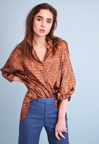 90'S RETRO BOHO MONOCHROME OVERSIZED SHIRT TOP