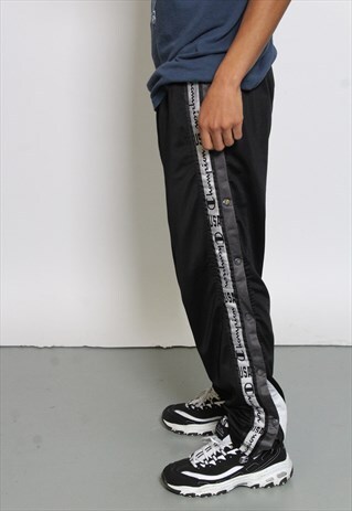 VINTAGE CHAMPION BLACK TAPE LOGO POPPER JOGGERS