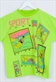 VINTAGE 80'S PRINTED T-SHIRT IN NEON GREEN RARE