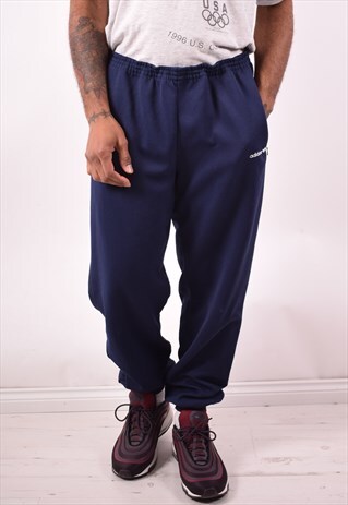 ADIDAS MENS VINTAGE TRACKSUIT TROUSERS LARGE BLUE 90S