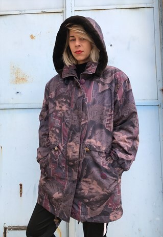 VINTAGE 90' OLDSCHOOL COOL UNISEX PURPLE PARKA JACKET