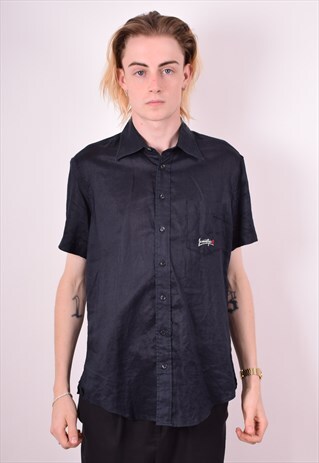 MENS VINTAGE SHIRT MEDIUM BLACK 90S