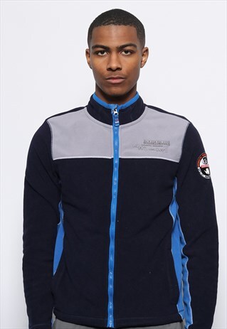VINTAGE NAPAPIJRI LOGO FLEECE FULL ZIP BLUE