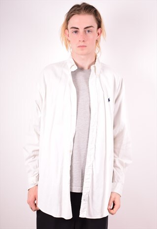 RALPH LAUREN MENS VINTAGE SHIRT LARGE WHITE 90S