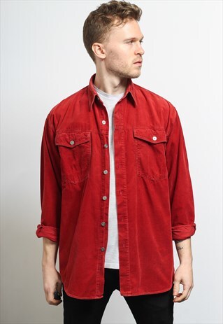 VINTAGE CORDUROY CORD SHIRT RED