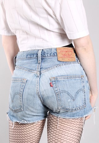 VINTAGE 90S LEVI'S BLUE DENIM CUT OFF SHORTS