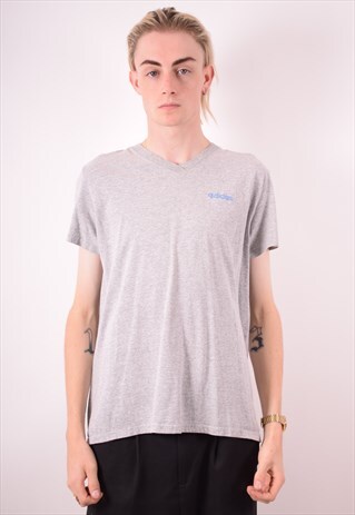 ADIDAS MENS VINTAGE T-SHIRT TOP XL GREY 90S