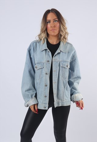 DENIM JACKET OVERSIZED FITTED VINTAGE UK 18 -20 (FM2X)