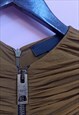 BURBERRY PRORSUM GOLD ZIPPED RUCHED DRESS IN KHAKI