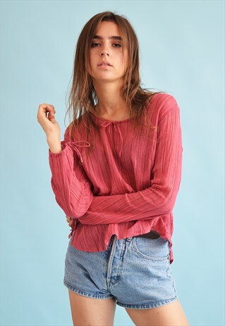90'S RETRO BOHO STRIPED TOP BLOUSE