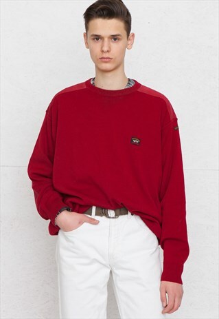 VINTAGE RED PAUL&SHARK ROUND NECK KNIT JUMPER